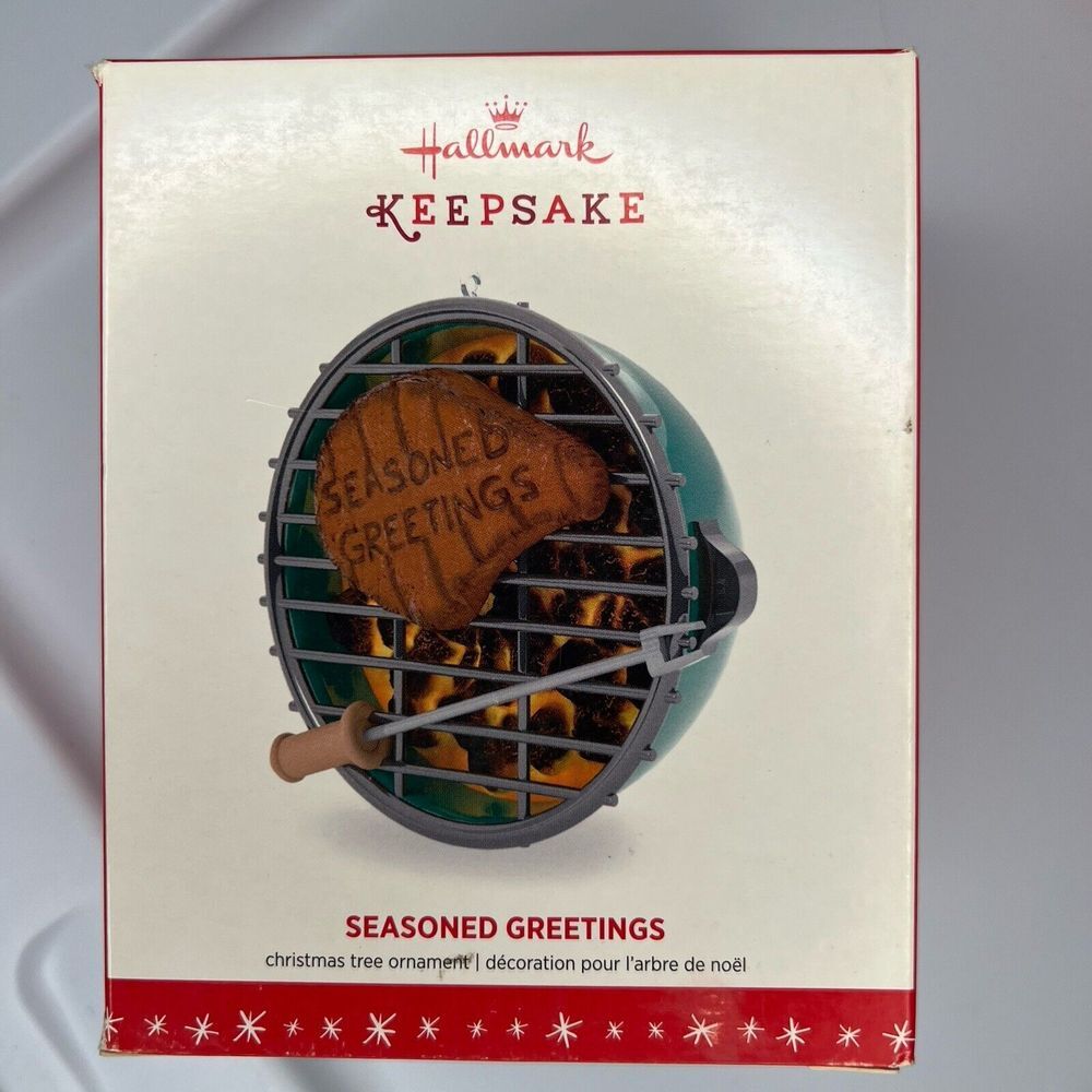Hallmark Keepsake SEASONED GREETINGS BBQ Steak on Grill Ornament 2016 Cook NEW
